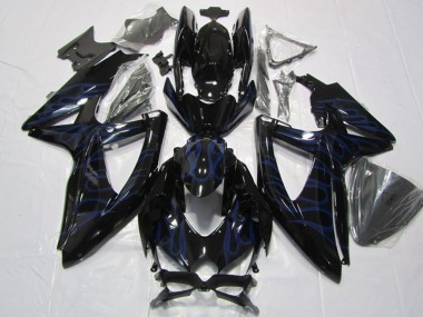 Carenagens Moto Suzuki GSXR 600 2008-2010 - Preto Brilhante Azul Chama
