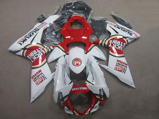 Carenagens Moto Suzuki GSXR 600 2011-2024 - Branco Vermelho Motul Lucky Strike