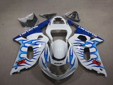 Carenagens Moto Suzuki GSXR 750 2001-2003 - Branco Azul Chama