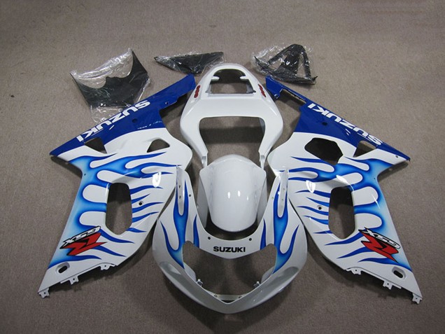 Carenagens Moto Suzuki GSXR 750 2001-2003 - Branco Azul Chama