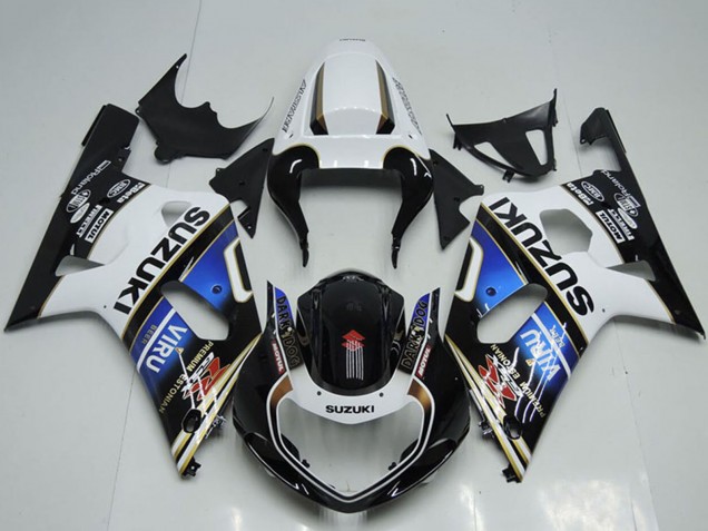 Carenagens Moto Suzuki GSXR 750 2001-2003 - Branco Azul Preto Brilhante Viru