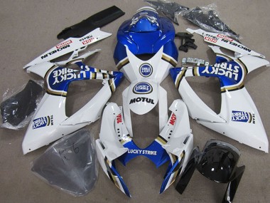 Carenagens Moto Suzuki GSXR 750 2006-2007 - Branco Azul Michelin Motul Lucky Strike