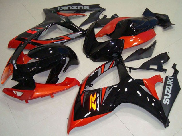 Carenagem Moto Suzuki GSXR 750 2006-2007 - Laranja Preto Brilhante
