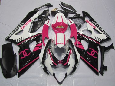 Carenagens Moto Suzuki GSXR 1000 2005-2006 - Branco Rosa Preto Chanel