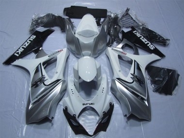 Carenagem Moto Suzuki GSXR 1000 2007-2008 - Branco Prata Preto