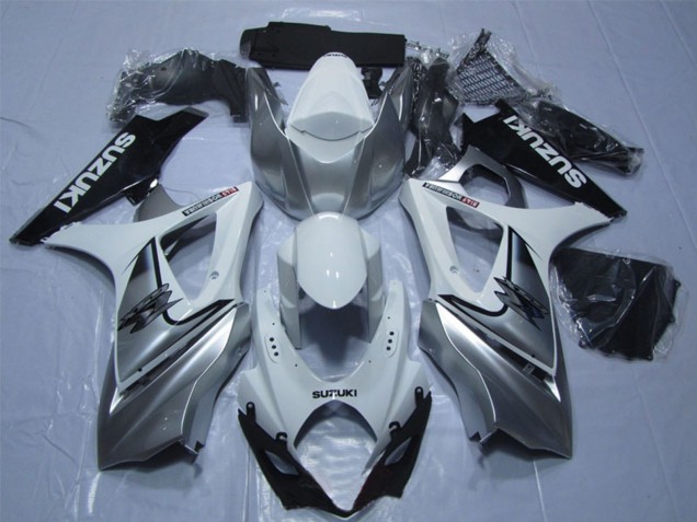 Carenagem Moto Suzuki GSXR 1000 2007-2008 - Branco Prata Preto