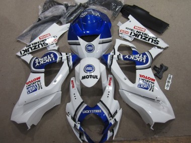 Carenagens Moto Suzuki GSXR 1000 2007-2008 - Branco Azul Lucky Strike Vermelho Motul