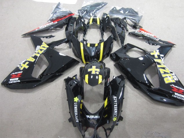 Carenagens Moto Suzuki GSXR 1000 2009-2016 - Preto Brilhante Amarelo Rizla Lumber Jack