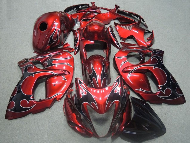 Carenagens Moto Suzuki GSXR 1300 Hayabusa 2008-2020 - Vermelho Preto Chama