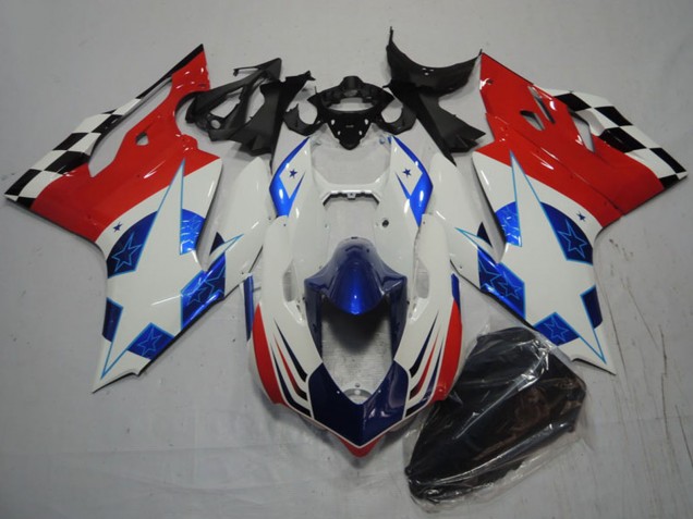 Carenagens Moto Ducati 1199 2011-2014 - Branco Azul Vermelho Preto