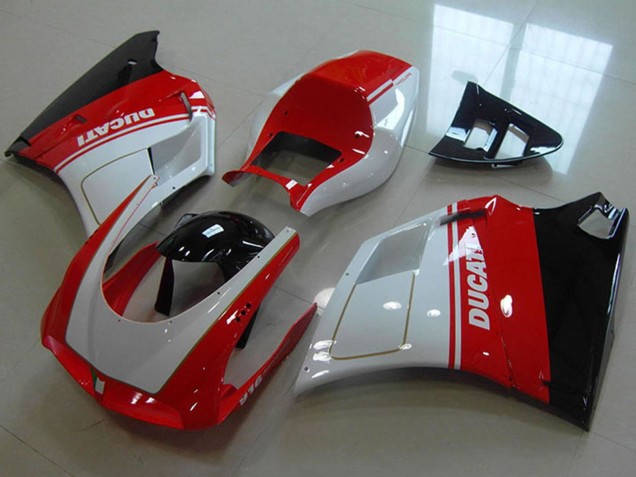 Carenagens Moto Ducati 916 1993-2005 - Branco Vermelho Preto Brilhante