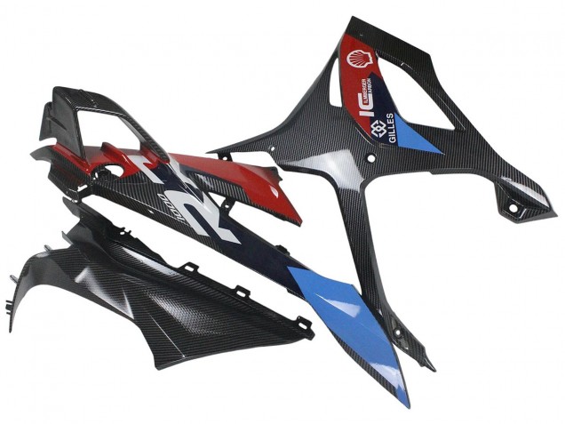 Carenagens Moto BMW S1000RR 2023-2024 - Azul Vermelho Fibra de Carbono