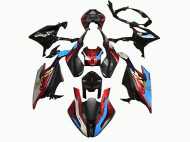 Carenagem Moto BMW S1000RR 2019-2022 - Preto Azul Vermelho Ouro Estilo de Corrida