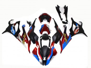 Carenagens Moto BMW S1000RR 2019-2022 - Preto Azul Vermelho Ouro Estilo de Corrida