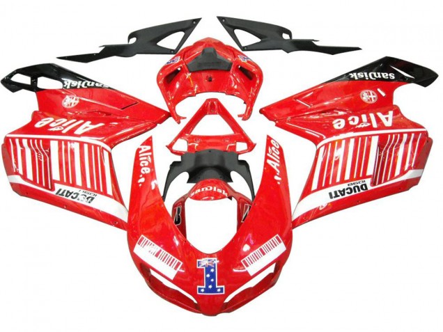 Carenagens Moto Ducati 1098 2007-2014 - Branco Vermelho Preto Brilhante Alice 1