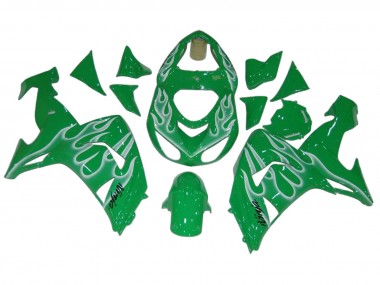 Carenagens Moto Kawasaki ZX10R 2006-2007 - Verde Branco Chama