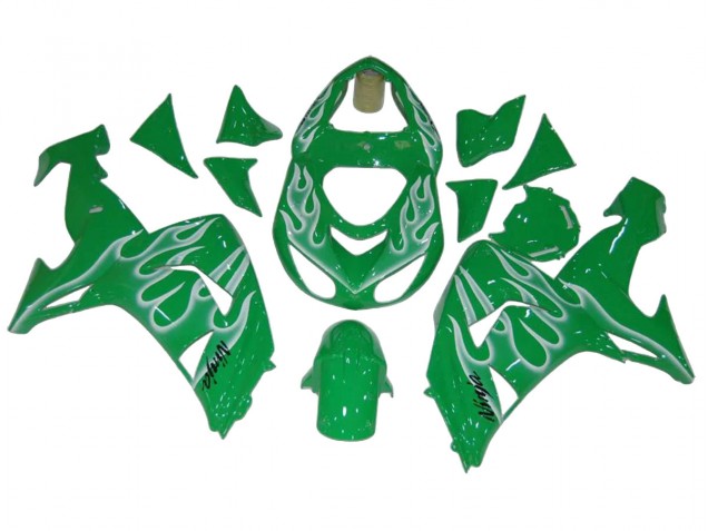Carenagens Moto Kawasaki ZX10R 2006-2007 - Verde Branco Chama