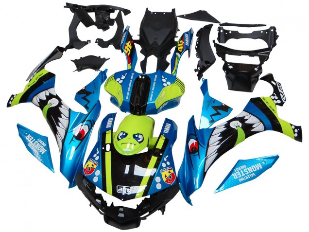 Carenagens Moto Yamaha YZF R1 2015-2019 - Azul Verde Preto Tubarão