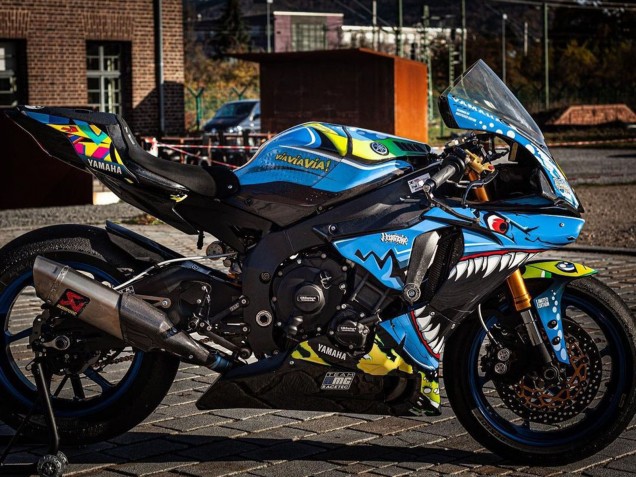 Carenagens Moto Yamaha YZF R1 2015-2019 - Azul Amarelo Tubarão