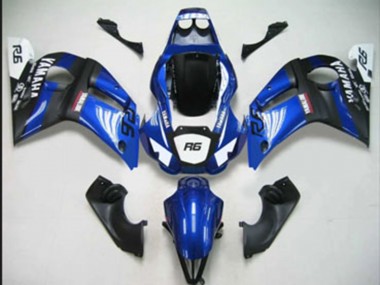 Carenagens Moto Yamaha YZF 600 R6 1998-2002 - Azul Branco Preto Fosco