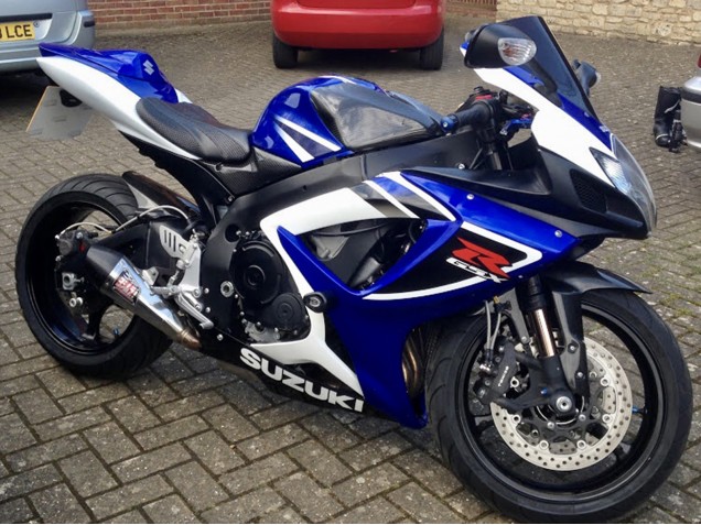 Carenagens Moto Suzuki GSXR 750 2006-2007 - Branco Azul Preto Listra