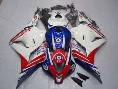 Moto Plástico CBR 600RR 09-12 - Branco Azul Vermelho