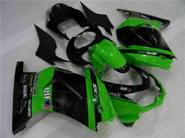 Moto Plástico EX250 08-12 - Preto Verde Moto Plástico EX250 08-12 - Preto Verde