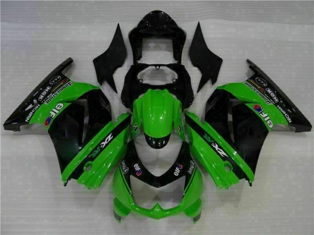 Moto Plástico EX250 08-12 - Preto Verde Moto Plástico EX250 08-12 - Preto Verde