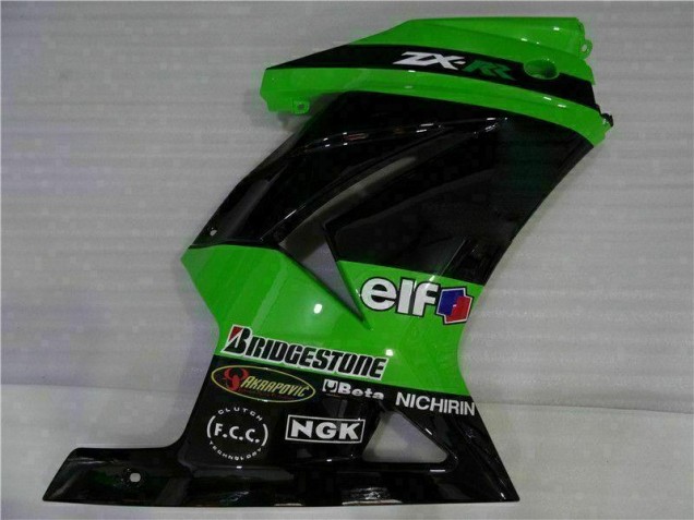 Moto Plástico EX250 08-12 - Preto Verde Moto Plástico EX250 08-12 - Preto Verde