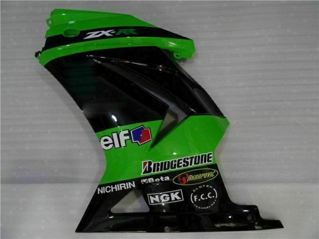 Moto Plástico EX250 08-12 - Preto Verde Moto Plástico EX250 08-12 - Preto Verde