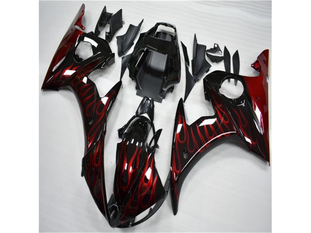 Moto Plástico R6 03-05 - Preto Vermelho Chama