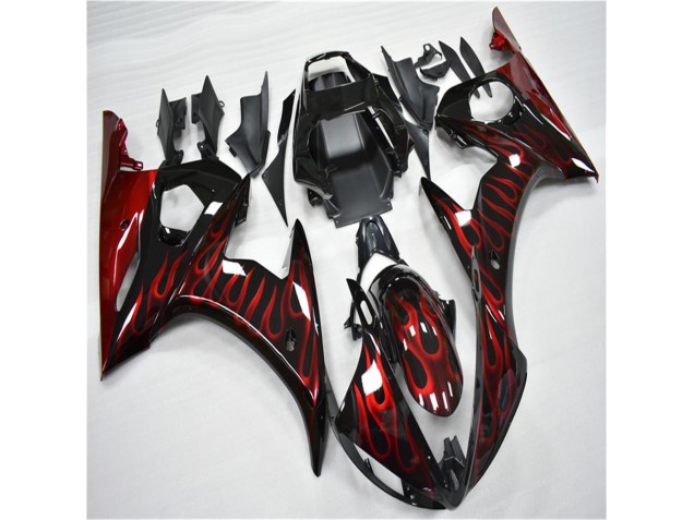 Moto Plástico R6 03-05 - Preto Vermelho Chama