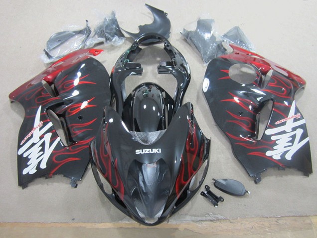 Moto Plásticos GSXR 1300 Hayabusa 96-07 - Preto Vermelho Chama Moto Plásticos GSXR 1300 Hayabusa 96-07 - Preto Vermelho Chama