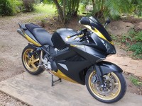 Reconstruí uma Honda VFR800 que estava inutilizada e com a carenagem destruída. A entrega foi rápida e a pintura personalizada em preto mate e dourado foi bem executada. Todas as peças que eu poderia desejar estavam incluídas na carenagem e embaladas em segurança. Os suportes interiores são totalmente moldados, não colados, e o ajuste é exato ao quadro da minha bicicleta. Muitos fixadores fornecidos. Recebi muitos elogios por esta moto onde quer que vá e não hesitaria em comprar outra carenagem se fizesse outra reconstrução da moto. Podem ver na foto como a bicicleta ficou boa.